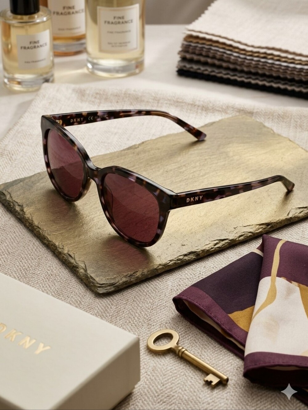 NWT  DKNY Tortoiseshell Sunglasses with Burgundy Lenses
